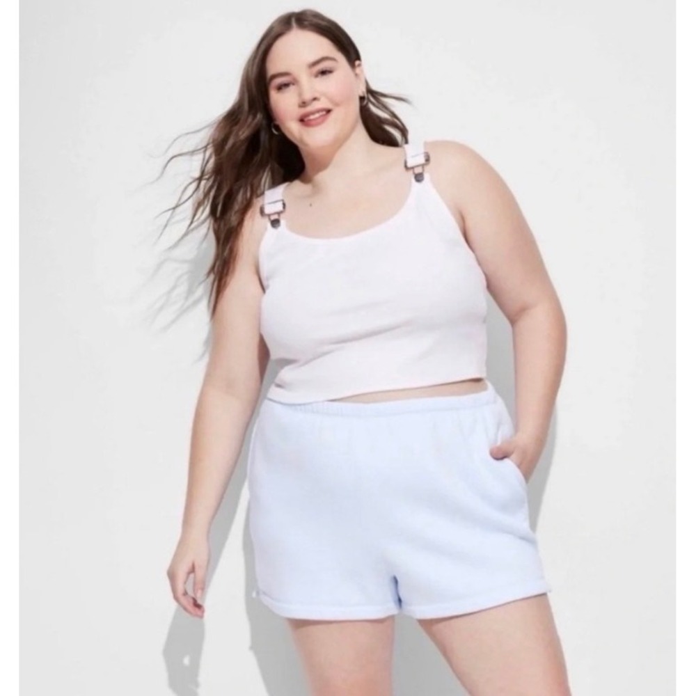 Wild Fable Womens Light Blue Fleece Sweat Shorts Elastic Waist Size L NWT